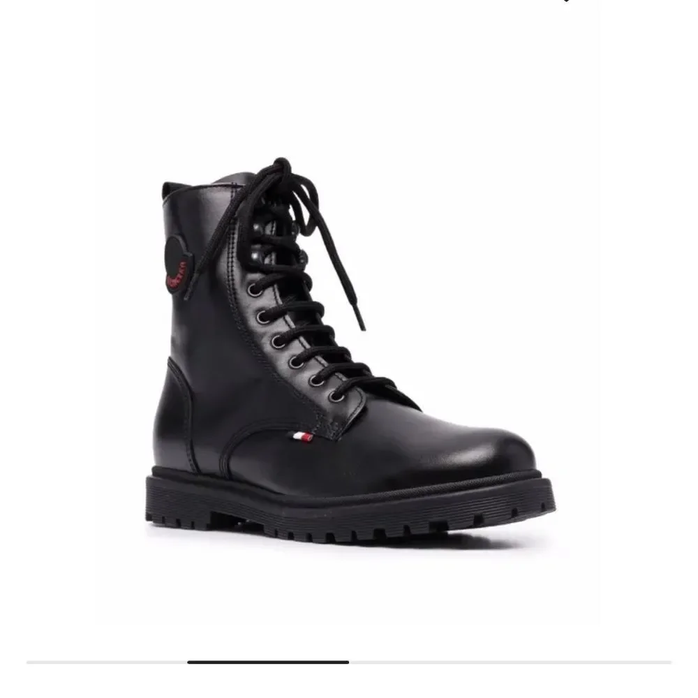 🔥Moncler Black Combat Boots with High-Top Design size 33 new in box